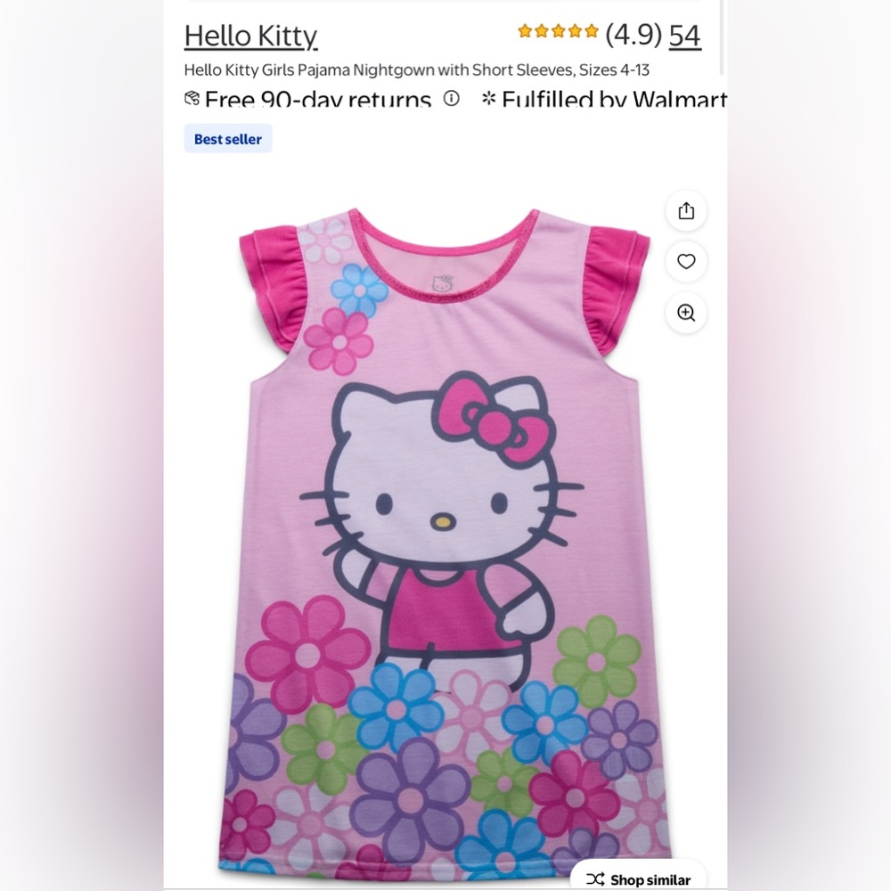 Nwt Hello Kitty Pink Floral Pajama Dress xs(4/5)